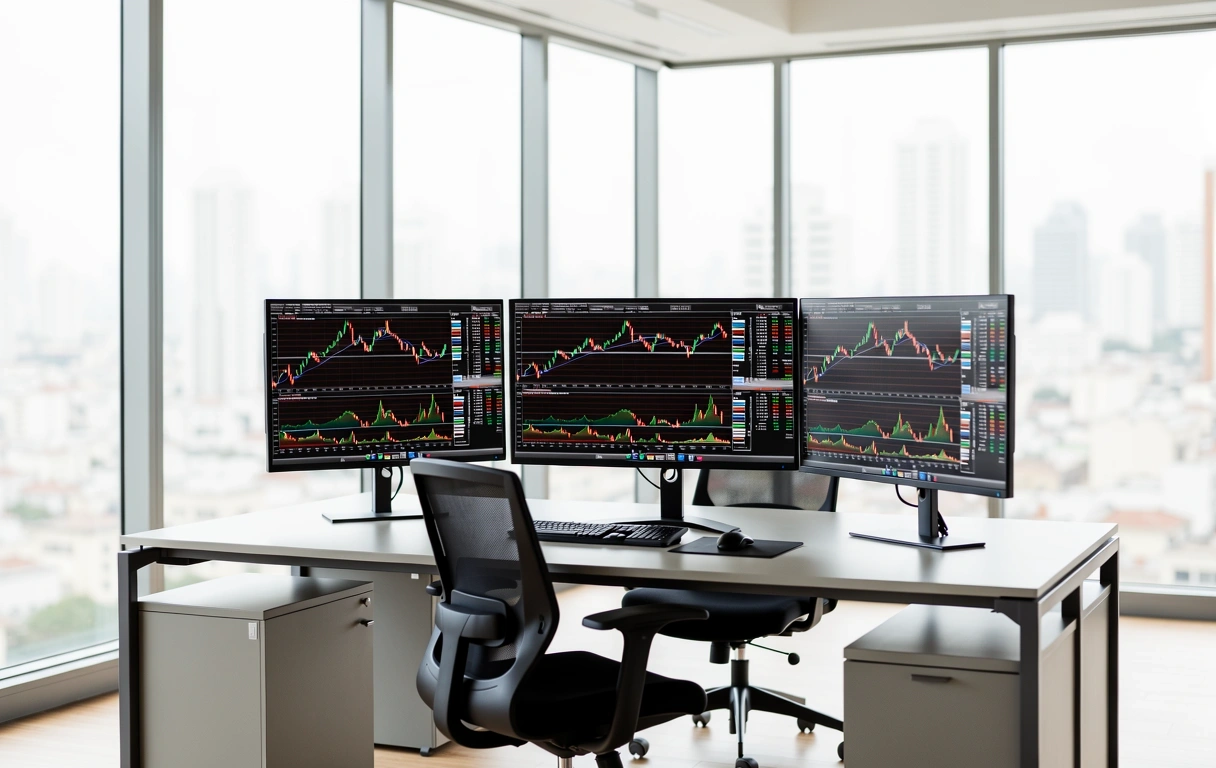 Ambiente de trabalho financeiro moderno